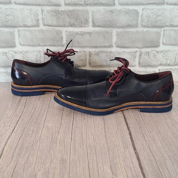 Ted Baker London Braythe 2 Derby Shoes Navy Blue Leather Cap Toe 10 Quiet Luxury - Picture 12 of 12